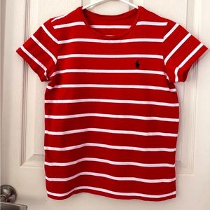 Women's red white striped Ralph Lauren Polo shirt, small